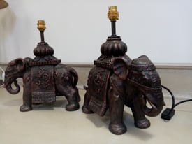 Pair of Elephant Table Lamps. Lovely detailing. 12'' x 14'' New. not used.