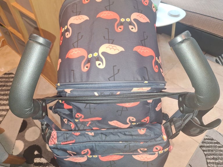 Cosatto supa 3 flamingo buggy with changin bag and footmuff