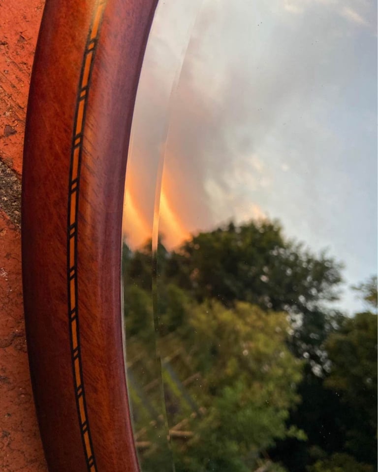 Antique, Edwardian, Oval, Mahogany mirror