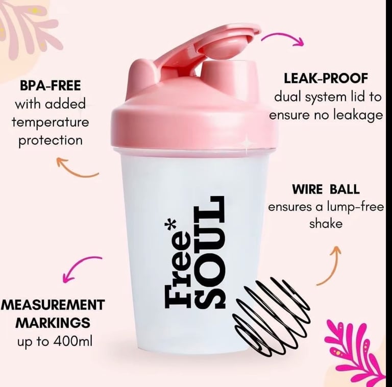 2x Free soul 400ml protein shaker - new and still packages