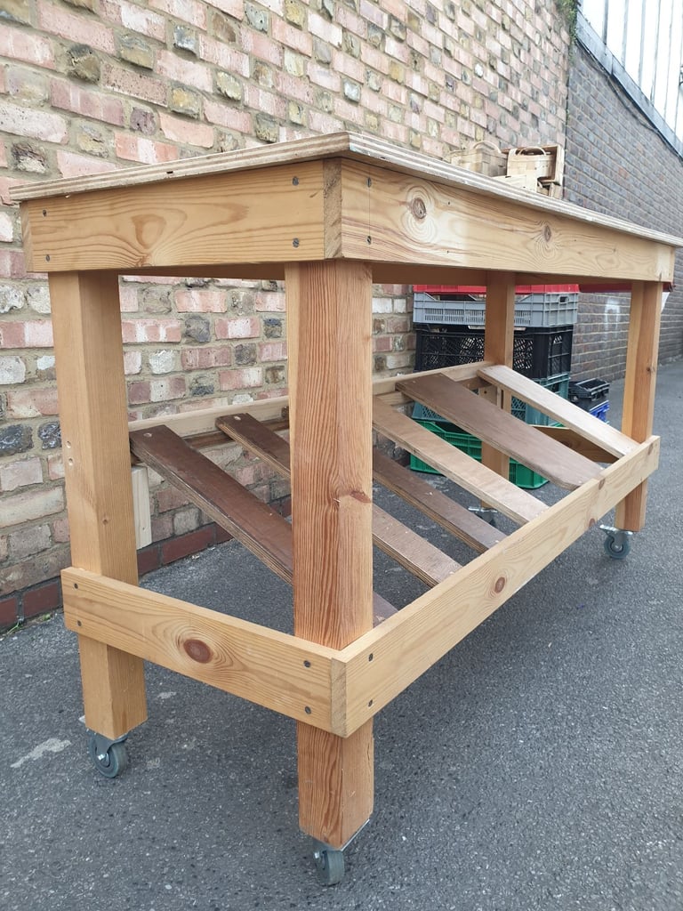 Shop Market Wooden Workbench Fruit Vegetables Trolley Display Unit Counter Top bar CARBOOT STAND