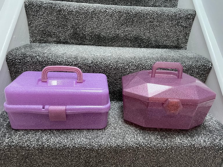 Two sparkly glitter storage boxes X 2