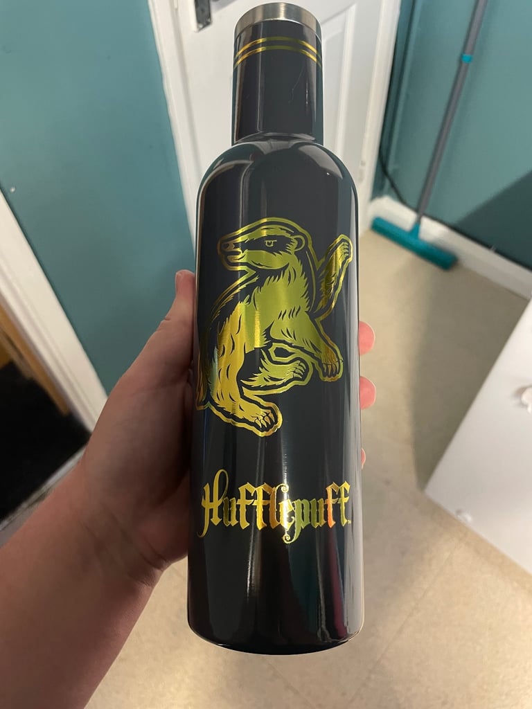 Dunelm Harry Potter Grey & Gold Hufflepuff House Travel Flask Bottle