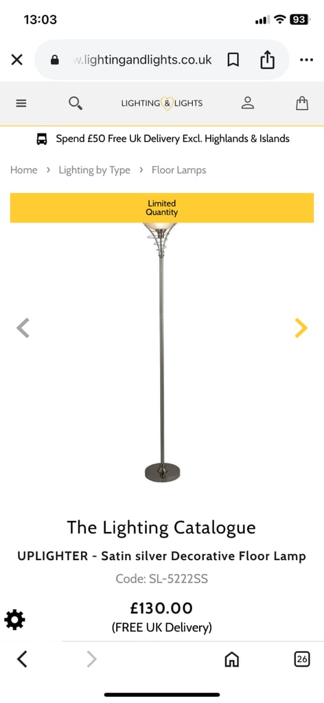 Tall chrome lamp with frosted glass shade 