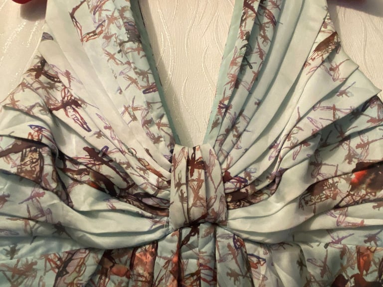 TED BAKER DRESS SIZE 1 - DUCK EGG BLUE/MULTI COLOUR