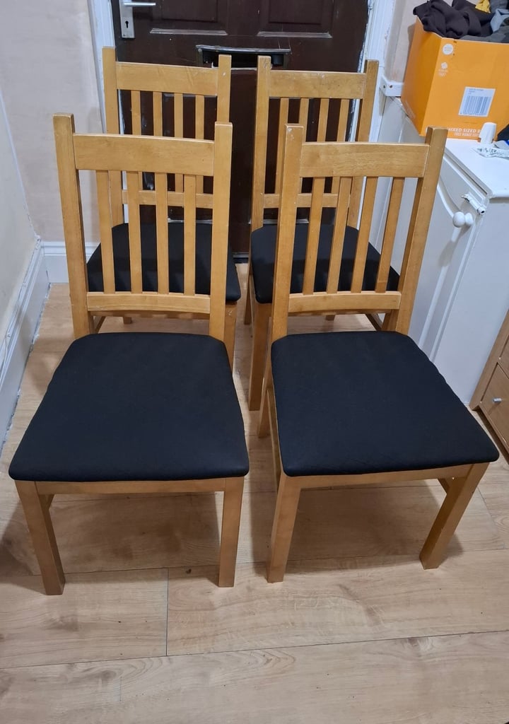 image for x4 Solid Wooden Dining Chairs [ALL 4 FOR £50] (SAME DAY DELIVERY AVAILABLE)