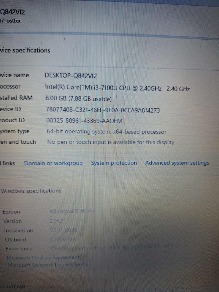Hp i3(7th gen),240gb ssd,8gb ram,win11 laptop