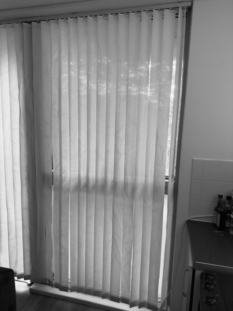 Large White Daylight Vertical Blinds 224cm width x 229cm drop cordless