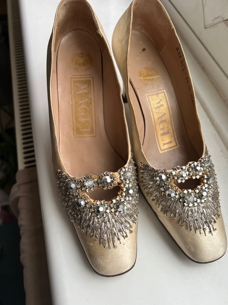 image for Vintage Bruno Magli Satin Heels – Size 37.5 (UK 4.5)