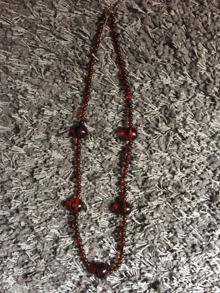 Amber coloured Necklace. 34" approx 