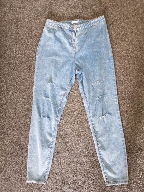 Papaya High Waist Skinny Ripped Jeans Size 14