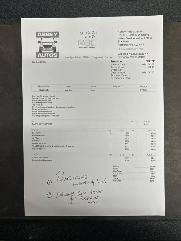 2013 Vauxhall Vivaro 2.0 2900 CDTi Sportive FWD L3 4dr PANEL VAN Diesel Manual