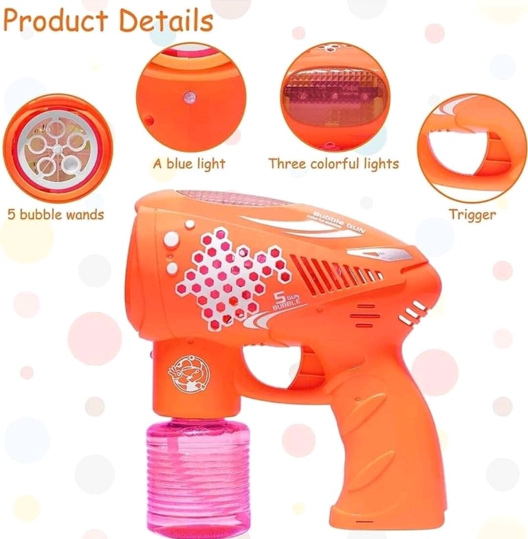 VICKSONGS Bubble Gun with Lights and Musical for Kids Bubble Machines