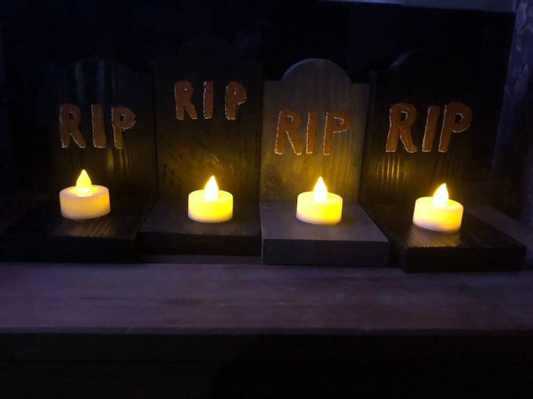 image for Small Halloween Tombstones + Light