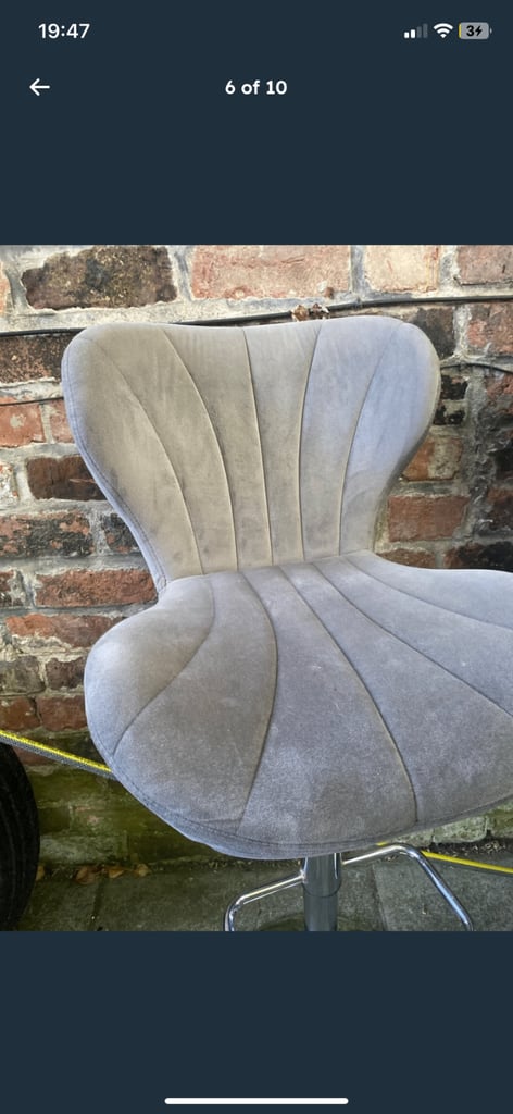 X1 Breakfast Bar Stool chairs Grey Velour Velvet 