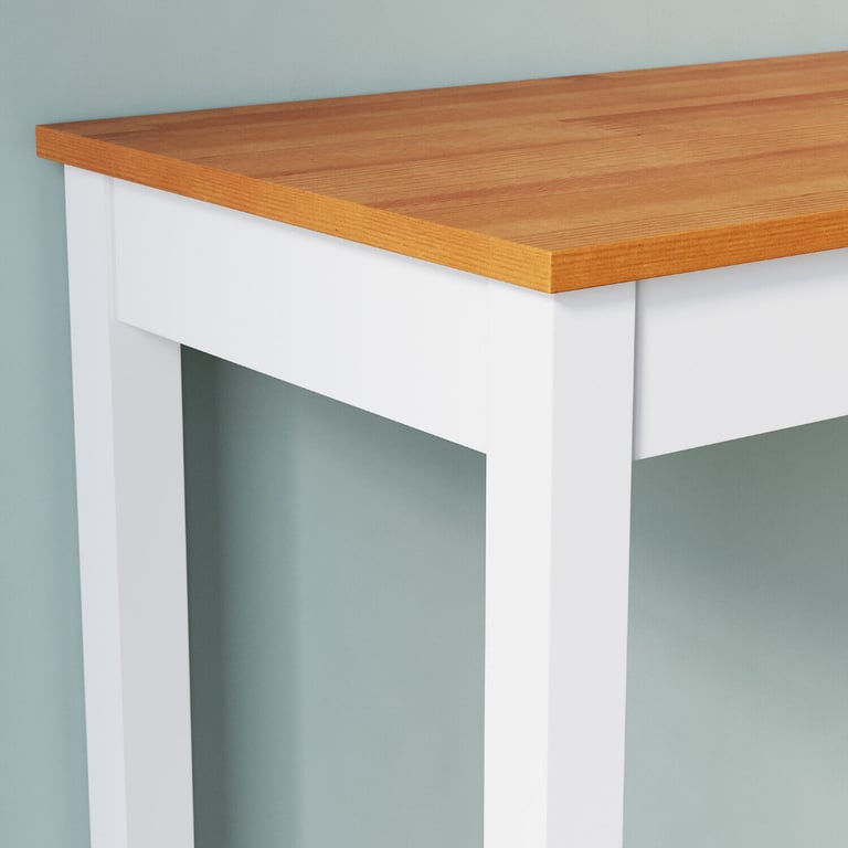 New Honey & White Solid Pine Wood Dining Table + 2 Chairs RRP £225 Our Price £140