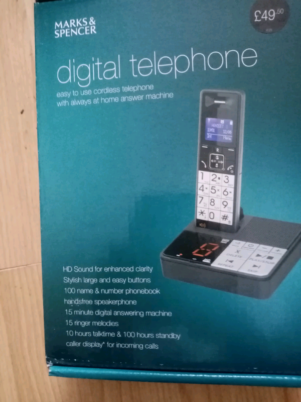 M & S, house phone, digital cordless, BIG BUTTON, Ideal for disabled, 