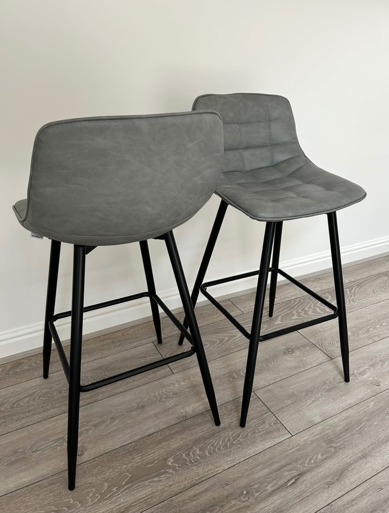 image for Bar stools x 2  grey faux leather as new