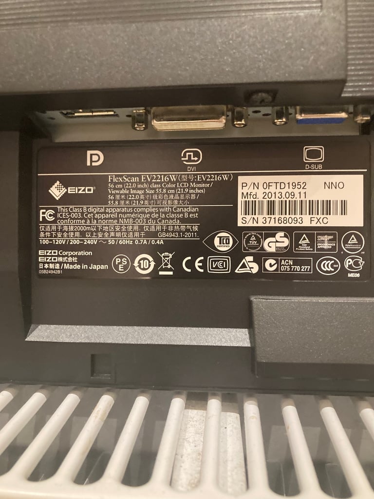 Two Eizo 22inch computer monitors widescreen very good condition 