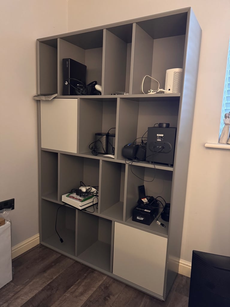 image for Grey Wooden Bookcase - Fair Condition - Collection Only