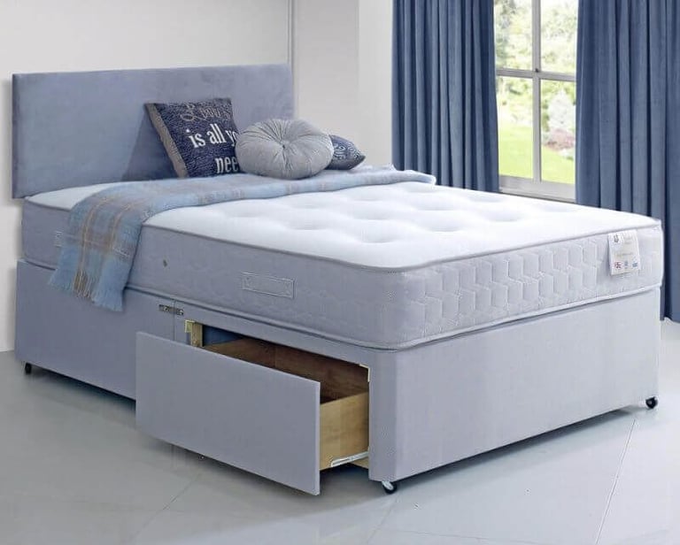 image for Stylish DIVAN 4FT Small Double Bed Base With Mattress & Storage Drawers >> Huge 20% Discount >>>>