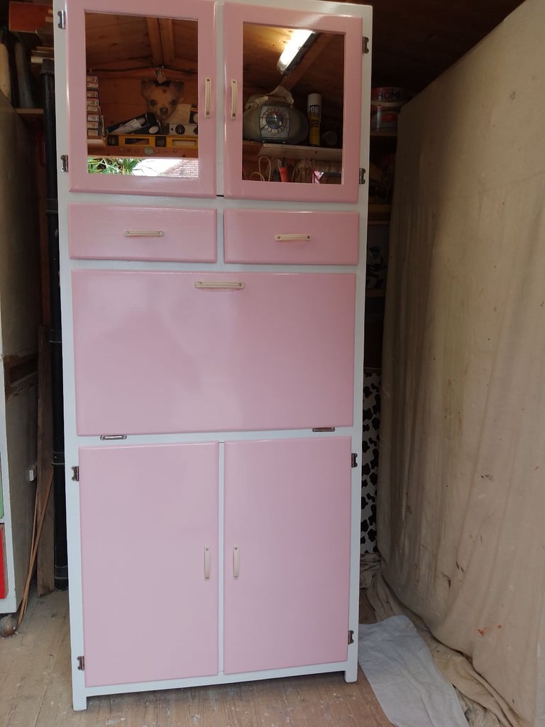image for Vintage Retro 50/60s Larder/Kitchenette - Powder Blush Pink - Fully Restored.