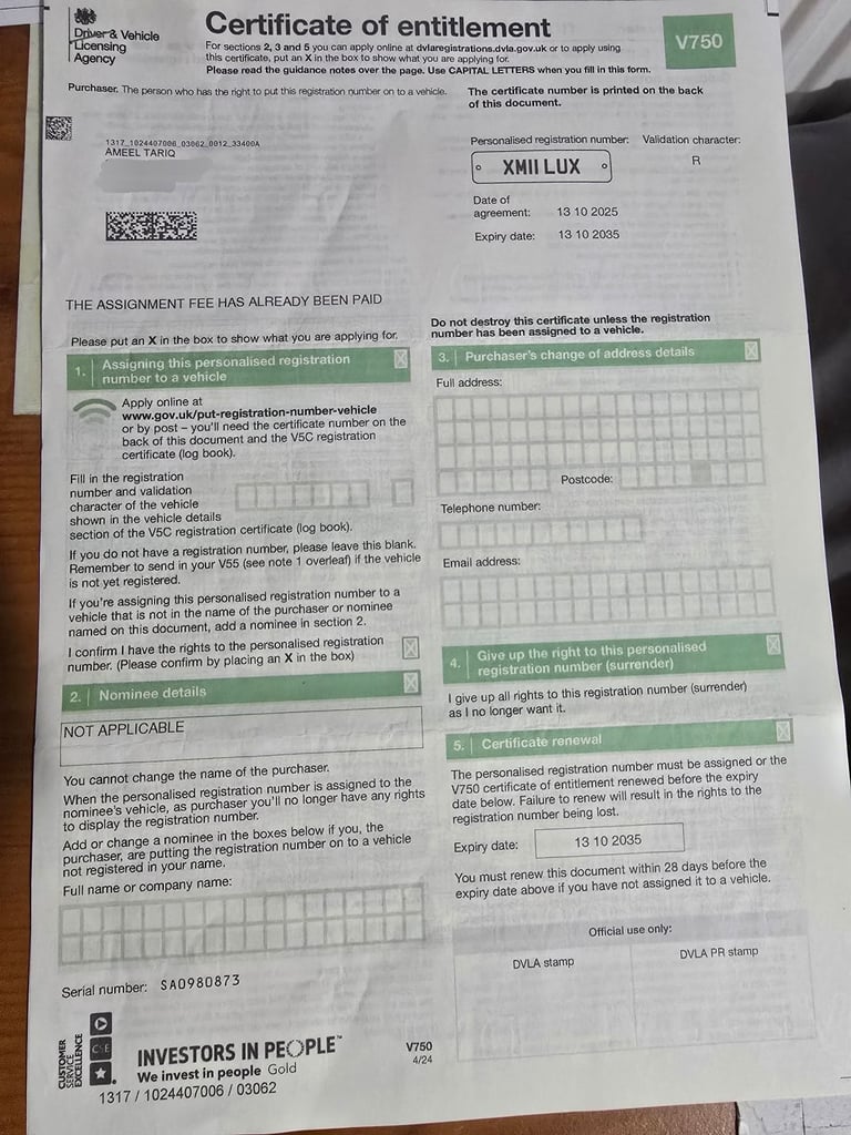 image for Registration number plate 