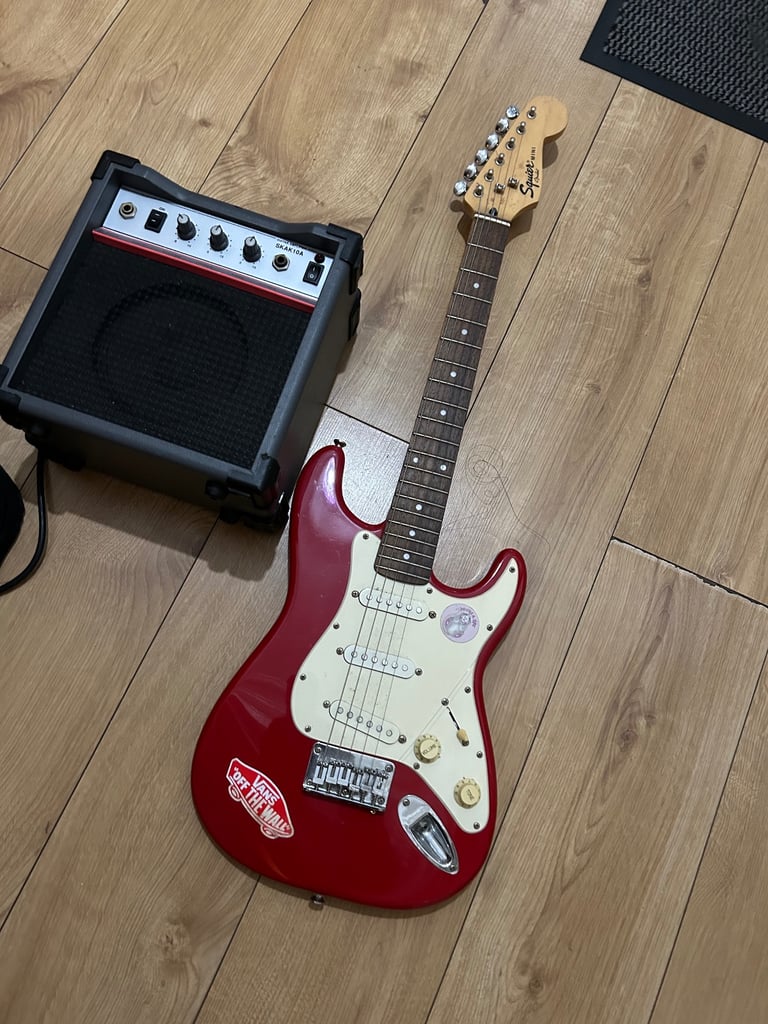 Fender Squire mini electric guitar  and 70w modelling amp - with carry case