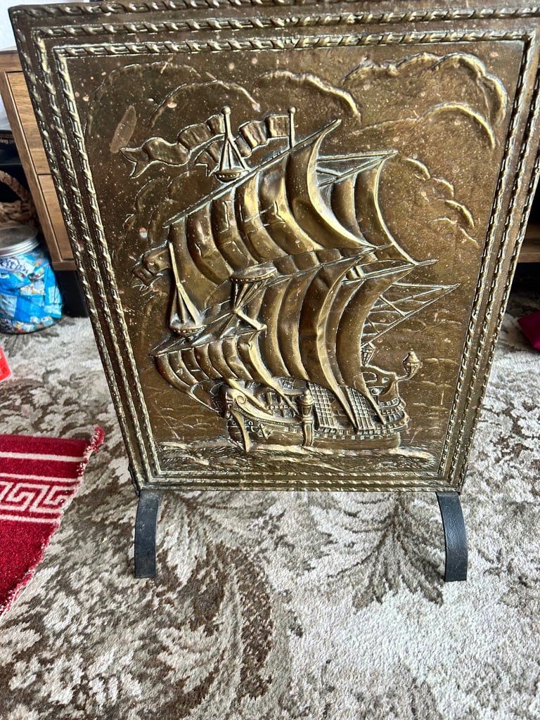 image for Vintage Brass fire screen