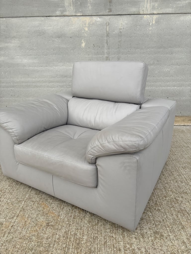 Valencia Leather Armchair Light Grey