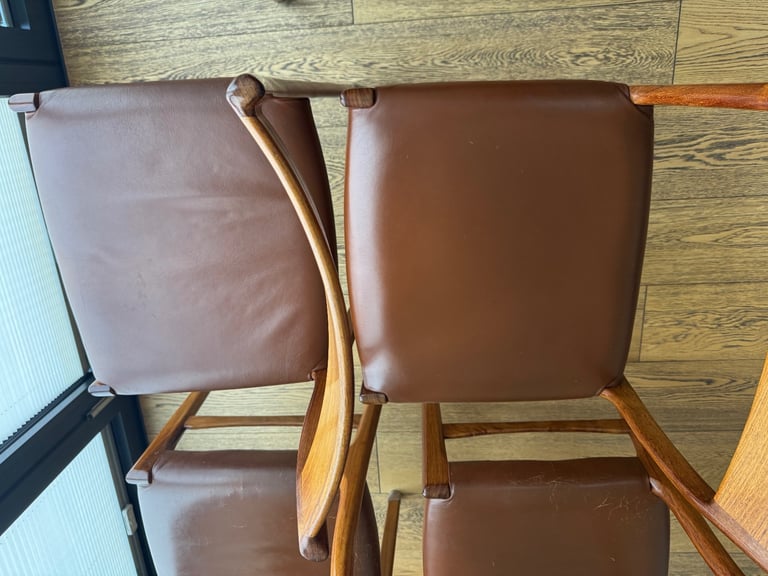 6 Danish rosewood and leather matching dining chairs
