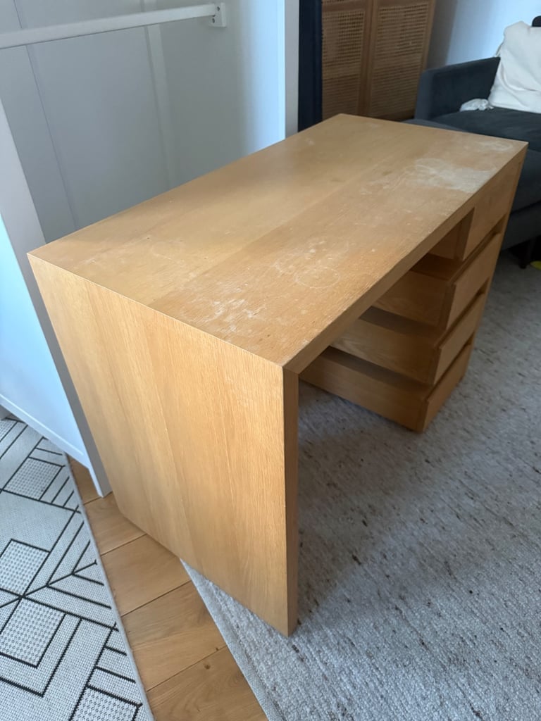 Free Solid Wood Desk with Drawers
