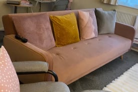 MADE Blush Pink Click-Clack Velvet Sofa Bed