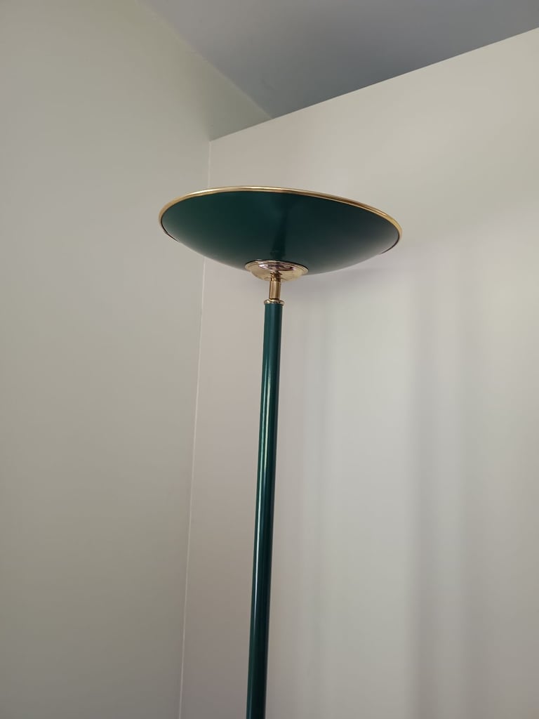 image for RETRO LOOK GREEN METAL UPLIGHTER FLOOR STANDING LAMP