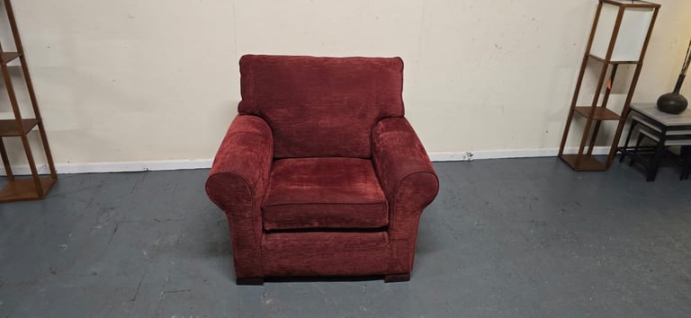 Multiyork®️ Imogen Duck Feather Interlined Wine Red Fabric Loose Cover Armchair Excellent Condition