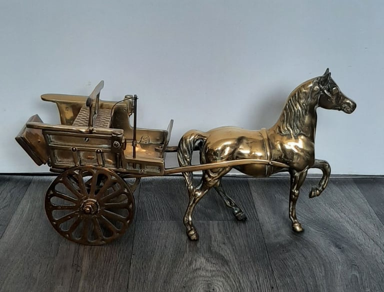 image for Vintage brass horse and carriage