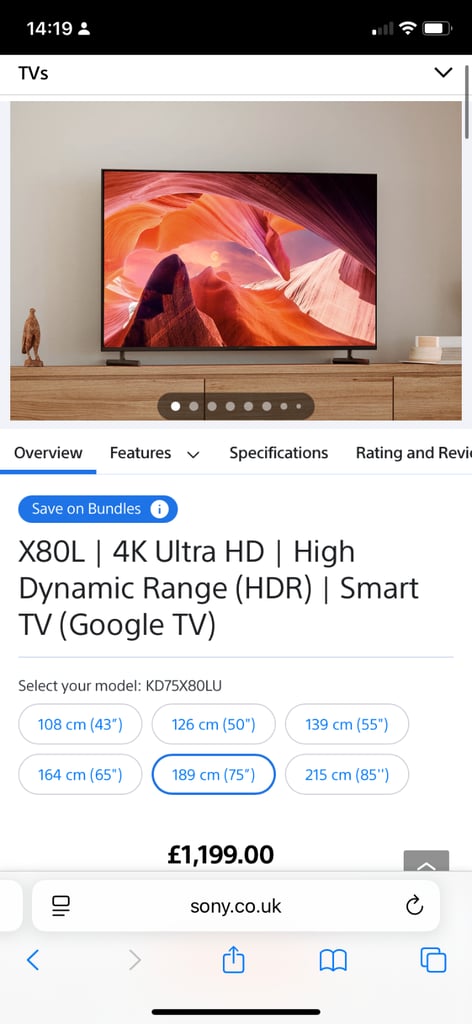 Sony 75 inch brand new boxed for sale 