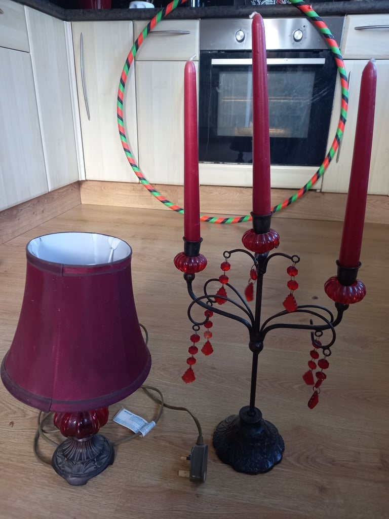 Gothic red lamp and Candelabra 