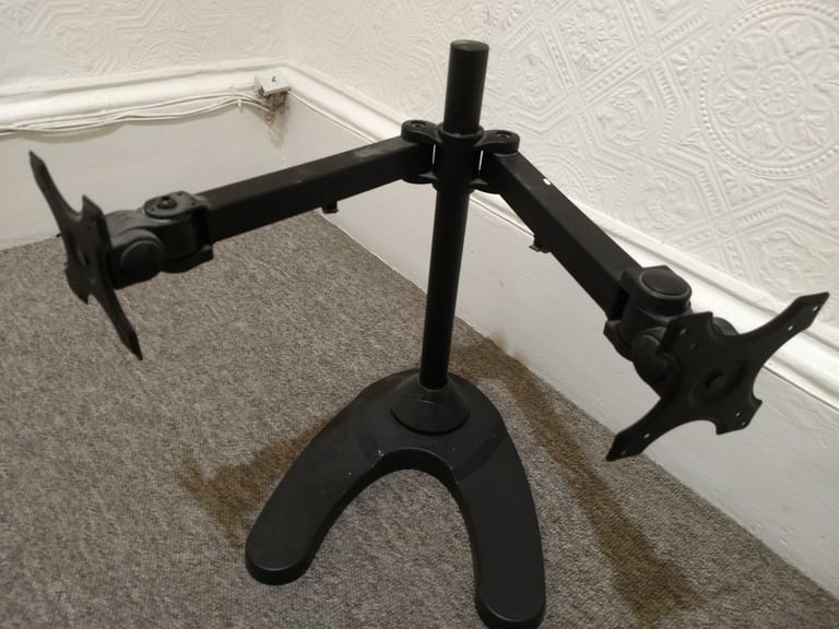 image for Dual PC monitor stand. Steel heavy duty. Swivels, tilts, adjusts. VESA fittings
