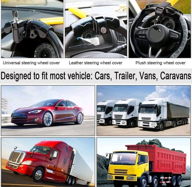 Vehicle steering wheel lock, anti theft, heavy duty