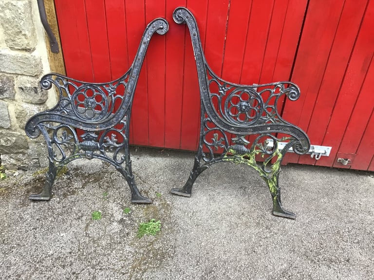 One pair of wrought iron garden bench ends in Leyburn, North