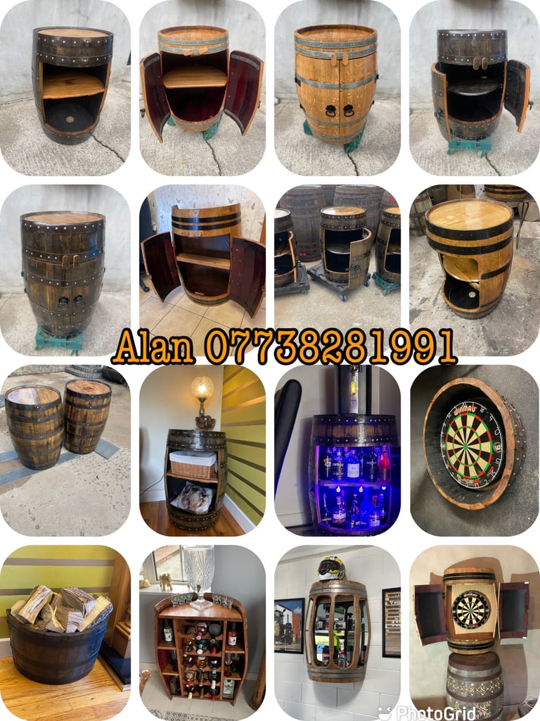 Wine barrel drinks display cabinet 