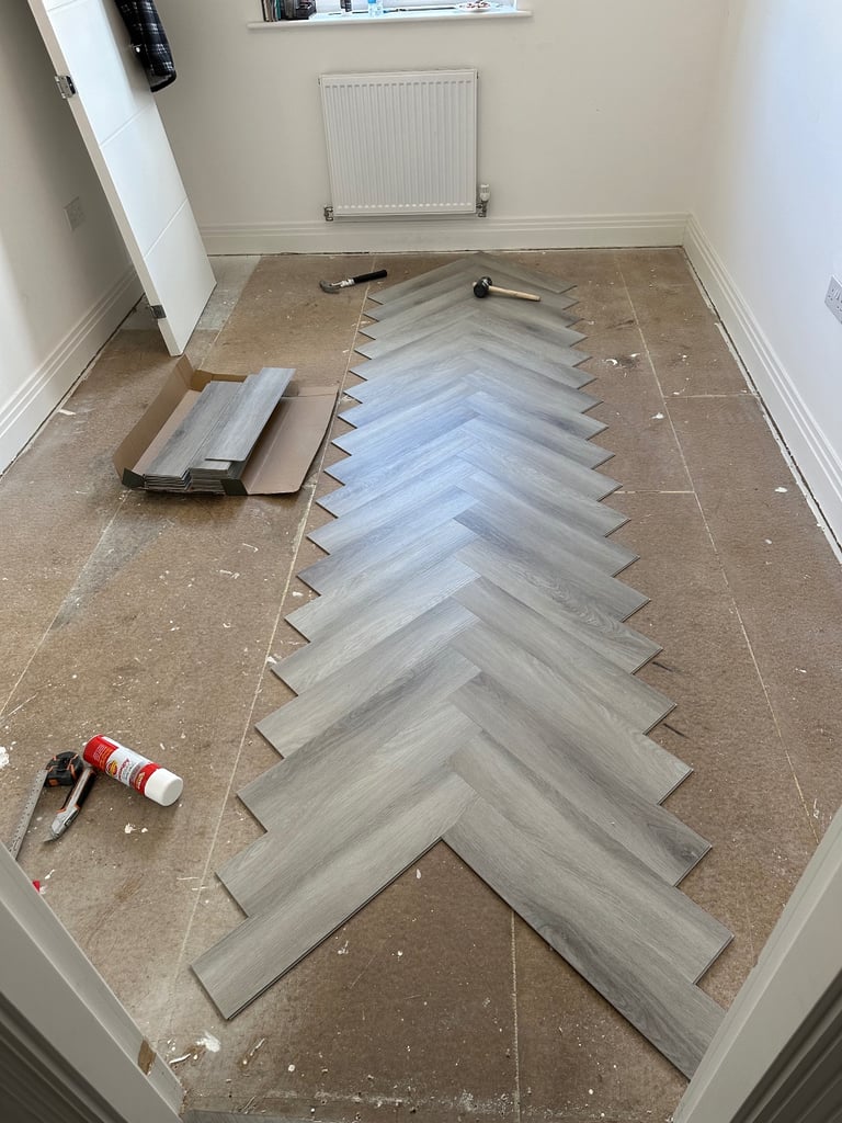 Laminate Herringbone Vinyl LVT Flooring Handyman Furniture Assembly Paint Wallpaper 