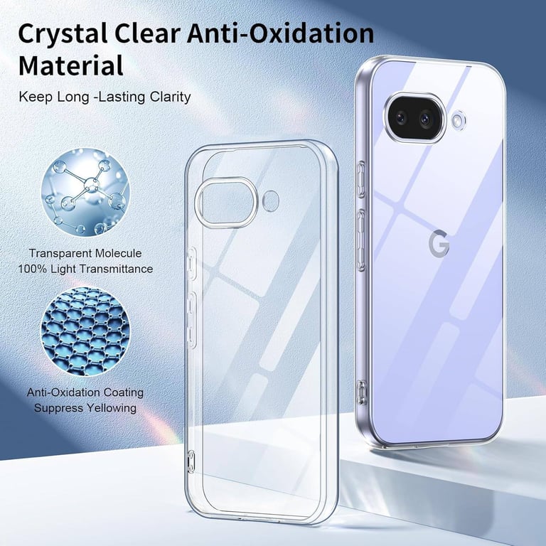 Clear Case for Google Pixel 9a Case with 3 Tempered Glass Screen Protector