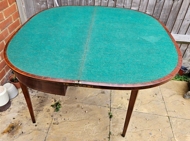 image for Georgian Mahogany Antique"D" Shaped Card Table Circa 1800