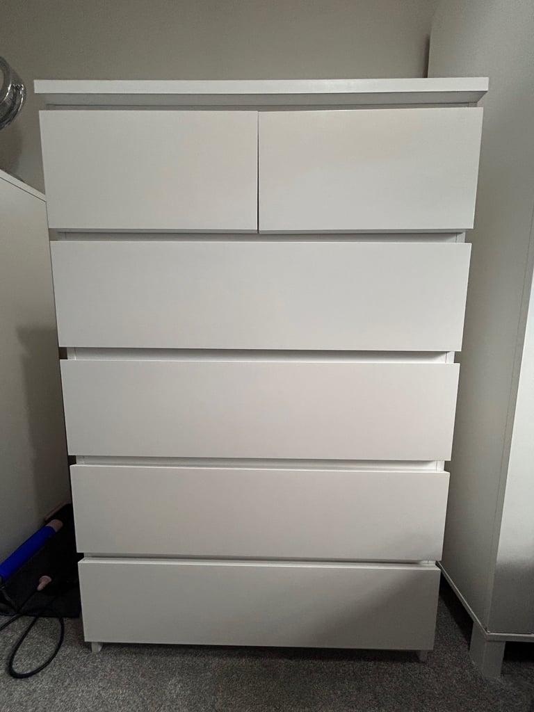 image for IKEA MALM White Chest of 6 Drawers