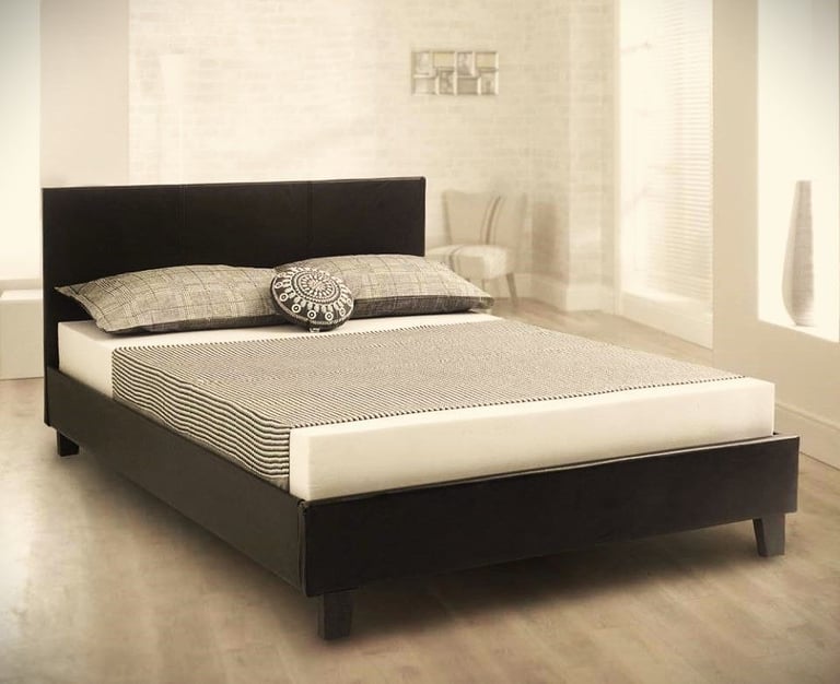 image for Faux leather !!! Brand new Double  Faux leather Beds Frame With optional Mattress 