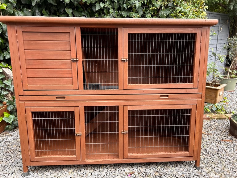4FT 9” double 2 tier guinea pig hutch with rain cover