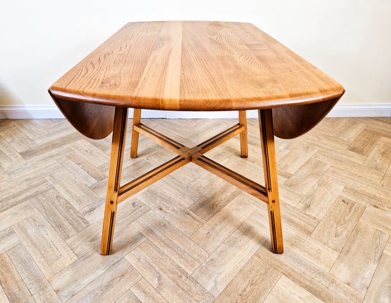 Ercol Vintage Mid Century Solid Elm Danish Design Extending drop Leaf Dining Table BL682
