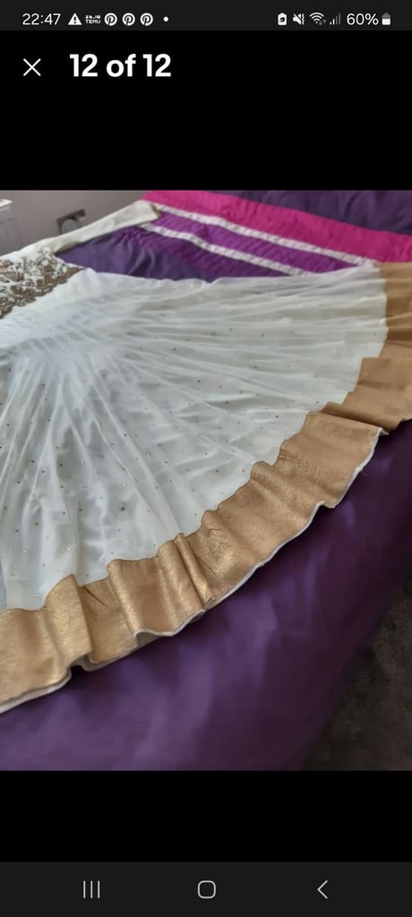 Pakistani Indian Party Dress Excellent Condition Cream With Gold Dimonds